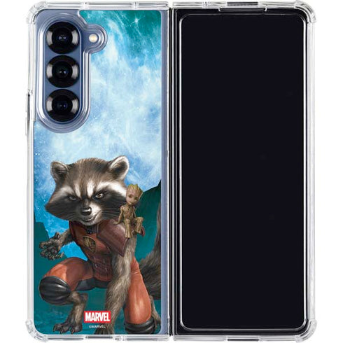 Marvel Rocket and Baby Groot Cosmic Bond Galaxy Z Fold6 Clear Case